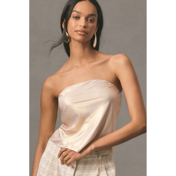 Anthropologie Dresses & Skirts - Anthropologie satin top champagne silk minimalist chic NWT